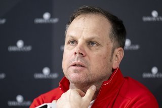 Severin Lüthi garde forcément son optimisme avant la 2e journée du duel face à l'Espagne KEYSTONE/ANTHONY ANEX